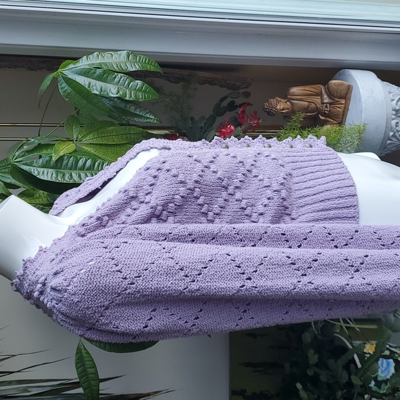 SOLDFree People Polly Lily Sweater Lavander Lilac Color Cropped Puff Sleeves XS - Picture 9 of 14